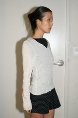 Crinkled V-Sleeve (Ivory)