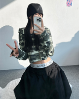 クロップミリタリーフーディ💚🖤
