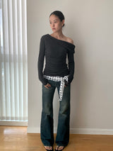 ベビーブルー ツイストロングスリーブニットウェア