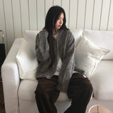 Dubo MoHair Fur Brush Zipper Hood Zip-Up