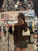 オーバーサイズオフショルダーチャンキーセーター