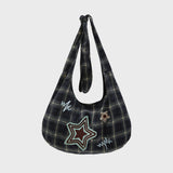 Star Check Applique Shoulder Bag