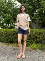 ダークブルードットデニムパンツ code 21100
