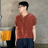 Veloa ribbed henley neck knit (4color)