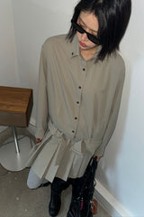 NEW LOW PLEATS DRESS_KHAKI GRAY