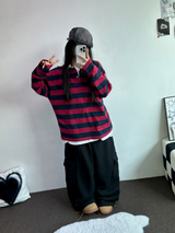 WAFFLE PUNCHING 🧇WIDE CARGO PANTS 🩶🖤2CCOLOR