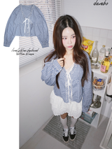 lovely blue checkered cotton blouse