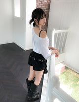 Kine Eyelet Belted Shorts