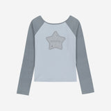 Stripe Raglan Long Sleeve / Blue Grey