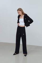 EARTHYUSE TWO-WAY TRACK PANTS - BLACK
