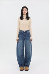 RIBBON-DYED CURVED FIT DENIM_BLUE code 26015