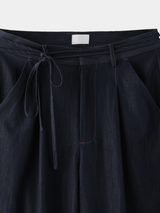 belted denim wide slacks