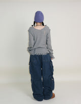 Zelda Double Pocket String Wide Denim Pants