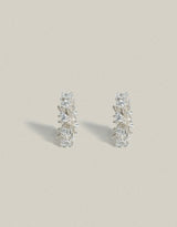 Flowery Wave White Stone Post Silver