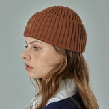 VA Curved Logo Washed Beanie / Brown
