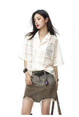 Cutout Relaxed Short Sleeve Shirt