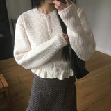 Benson waffle frill knit cardigan