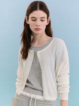 BASIC LINEN CARDIGAN WHITE
