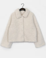 Venett Round Button Fur Short Jacket Coat