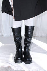 Buckle Leather Half Middle Boots