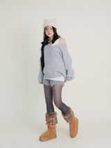 Kina Bendable Angora Fur Micro Shorts (Angora Fur Fabric)
