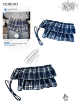 チェック柄のレイヤードフリルラップスカート