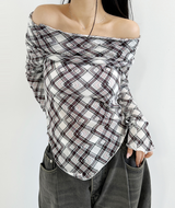 ARGYLE OFF-SHOULDER🤍❤ - 2 COLORS