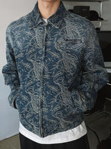 ASCLO Jacquard Denim Zipper Jacket (2color)