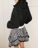 Bondin Check Lace Asymmetrical Skirt