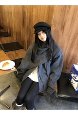 Cape Muffler Loose Fit Knit Cardigan
