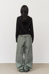 (W) Rim Eyelet Hooded Top