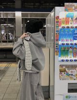 [BELLIDE MADE] ユニークバックレイズドピグメント ツーウェイジップアップパーカー