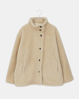 Haking High-Neck Button Sherpa Fur Loose-Fit Jumper