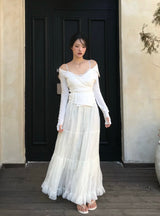 フェアリーシフォンレイヤーシャーリングロングスカート