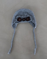 Flower patch earring beanie hat