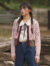 Waist Banding Floral Cardigan (Pink)