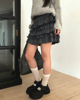 [MADE] Noma Lace Frill Banding Tiered Mini Skirt
