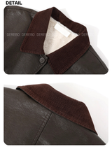 High-End Leather Warm Pocket Half Coat