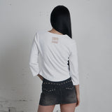 C 90S ラインVネックTシャツ_ホワイト
