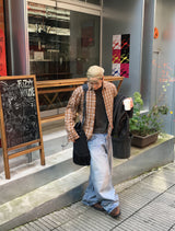 No.1466 カッティングチェッククロップシャツ