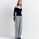 Lace Lining Track Pants_Melange Gray