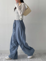 [Unisex] ストッパー パラシュート バンディング ワイド パンツ