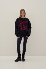 SWEATSHIRT EARTHYUSE NEEDLEWORK - BLACK