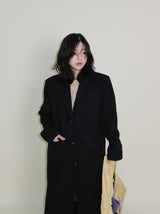 Stutch Solid Wool Long Coat (Lining Fleece-lined)