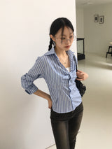 Aton geek chic twisted ribbon striped shirt