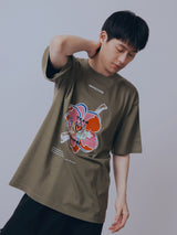 "See You in Paris" フラワーTシャツ(Olive Green)