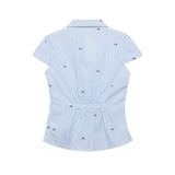 Cherry Piece Crinkle Button Shirt 232105612