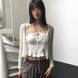 Aze lace ribbon button sleeveless blouse