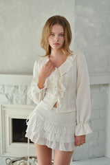 Classic Rosy Chiffon Blouse, Ivory