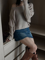  Bohemian damage crop long sleeve knit (5 colors)